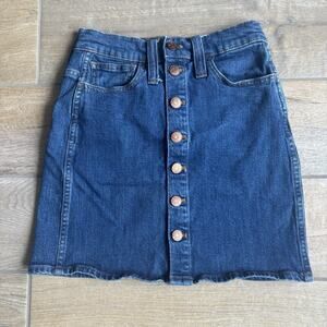 Madewell Denim Mini Skirt Womens‎ 23 Blue Button Front High Waisted A-Line